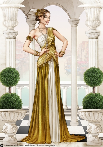 Art Deco Lady Alena A4 Gold