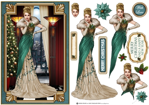 Art Deco Lady Freya Christmas Aqua