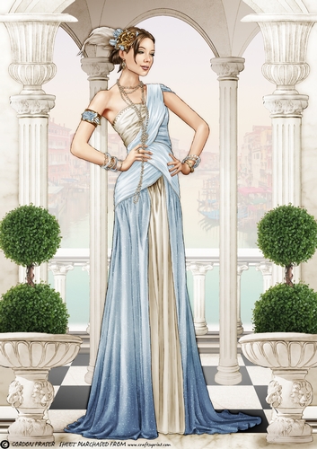 Art Deco Lady Alena A4 Light Blue