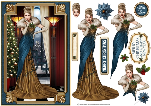 Art Deco Lady Freya Christmas Dark Blue