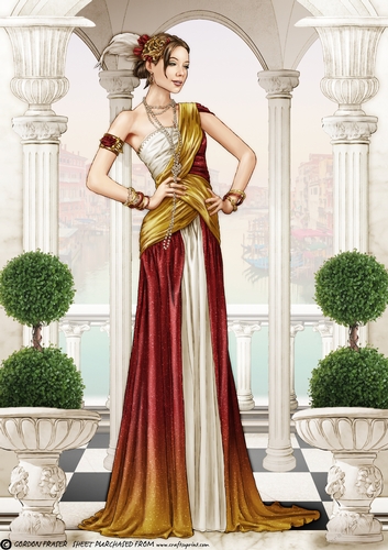 Art Deco Lady Alena A4 Red