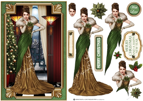 Art Deco Lady Freya Christmas Green