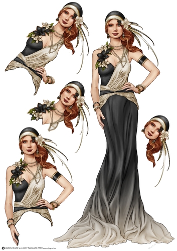 Art Deco Lady Sophia Black Decoupage Sheet
