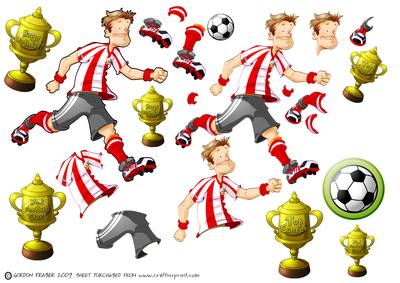 Football Dude Red and White Decoupage Sheet.