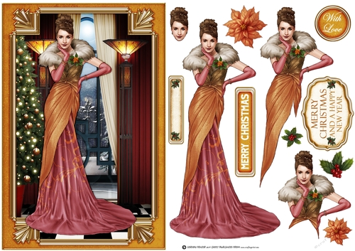 Art Deco Lady Freya Christmas Peach