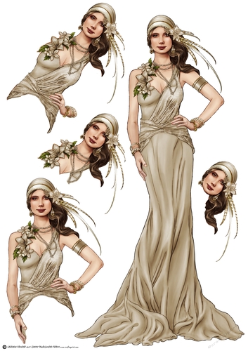 Art Deco Lady Sophia Cream Decoupage Sheet
