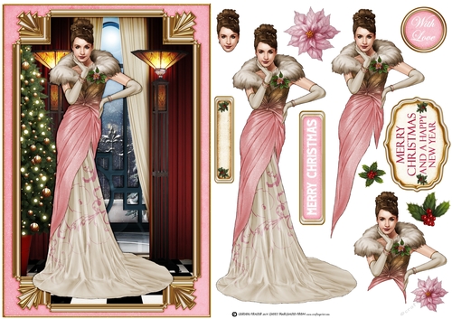 Art Deco Lady Freya Christmas Light Pink