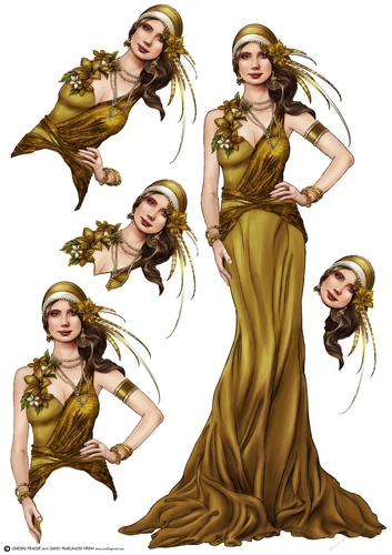 Art Deco Lady Sophia Gold Decoupage Sheet
