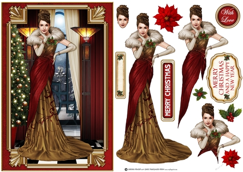 Art Deco Lady Freya Christmas Red