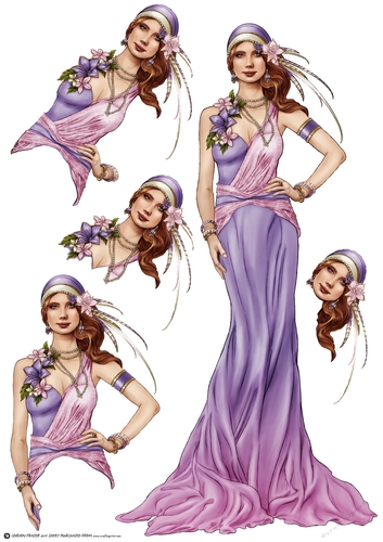 Art Deco Lady Sophia Lilac Decoupage Sheet