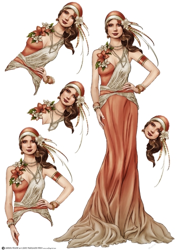 Art Deco Lady Sophia Peach Decoupage Sheet
