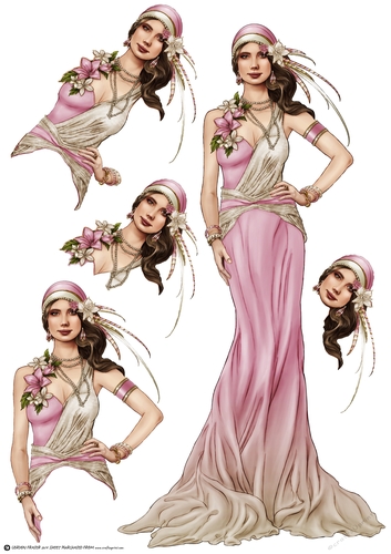 Art Deco Lady Sophia Light Pink Decoupage Sheet