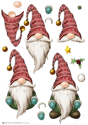 Alfred the Christmas Gnome Decoupage Sheet