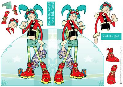 Skater Girl Shaped Card.