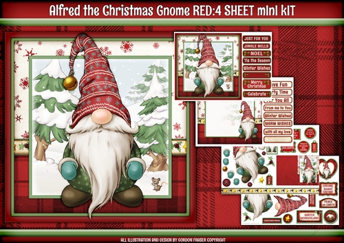 Alfred the Christmas Gnome 4 Sheet Mini Kit Red