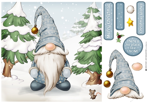Alfred the Christmas Gnome 8x8 Blue Quick Card