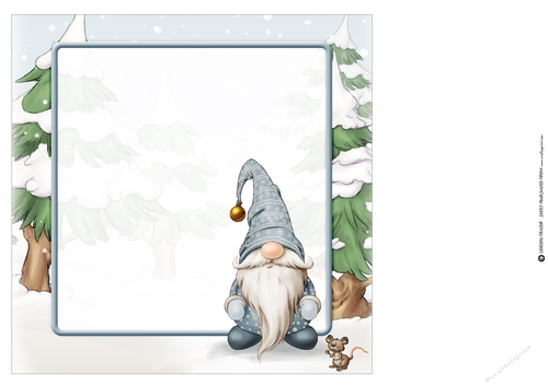 Alfred the Christmas Gnome 8x8 Blue Quick Card Insert