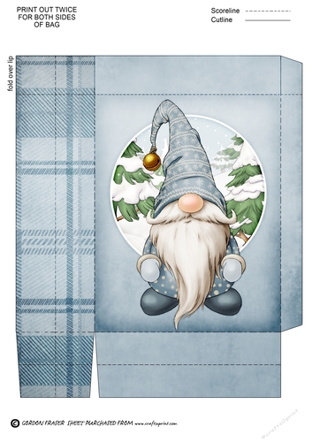 Alfred the Christmas Gnome Blue Mini Gift Bag