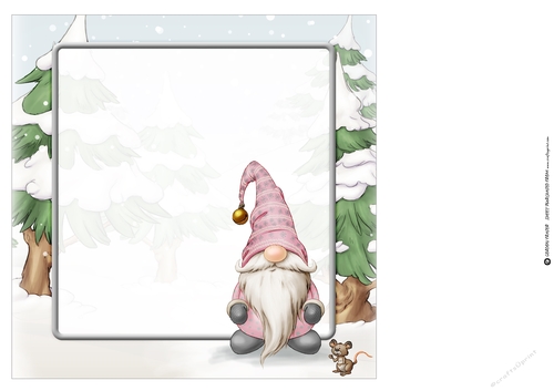 Alfred the Christmas Gnome 8x8 Pink Quick Card Insert