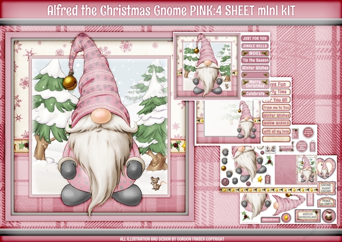 Alfred the Christmas Gnome 4 Sheet Mini Kit Pink