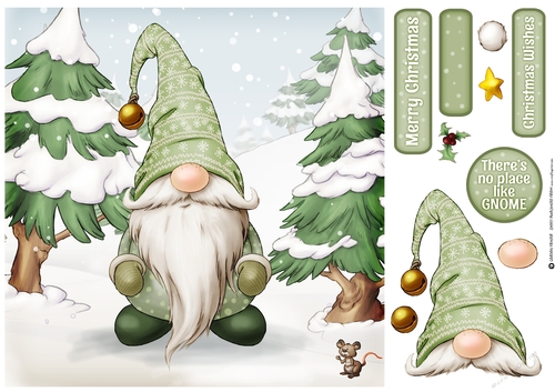 Alfred the Christmas Gnome 8x8 Green Quick Card