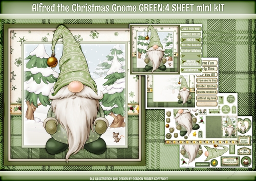 Alfred the Christmas Gnome 4 Sheet Mini Kit Green