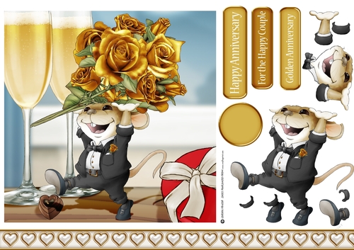 Mr Golden Anniversary Mouse 7x7 Quick Card