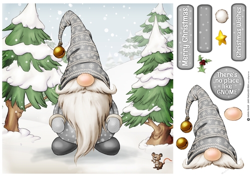 Alfred the Christmas Gnome 8x8 Grey Quick Card