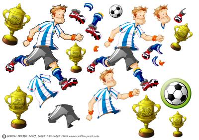 Football Dude Blue and White Decoupage Sheet.