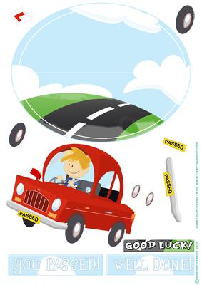 Passed Driving Test Red Wobble Card.