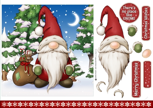 Alfred the Christmas Gnome Santa 7x7 Quick Card