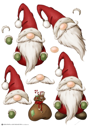 Alfred the Christmas Gnome Santa Decoupage Sheet