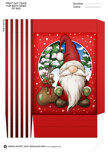 Alfred the Christmas Gnome Santa Mini Gift Bag