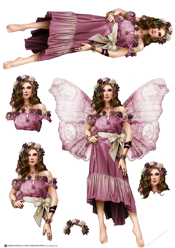 Forest Fairy Trina Dark Pink Decoupage Sheet