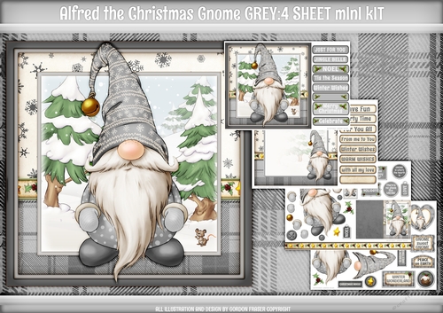 Alfred the Christmas Gnome 4 Sheet Mini Kit Grey