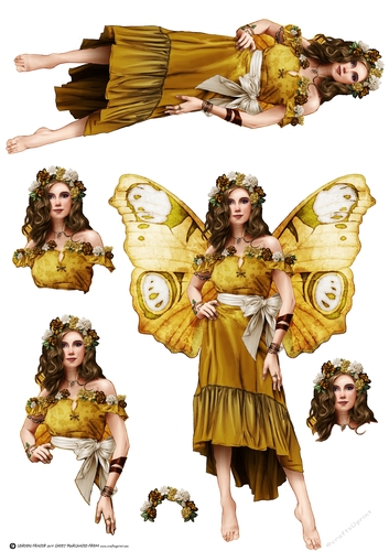 Forest Fairy Trina Gold Decoupage Sheet