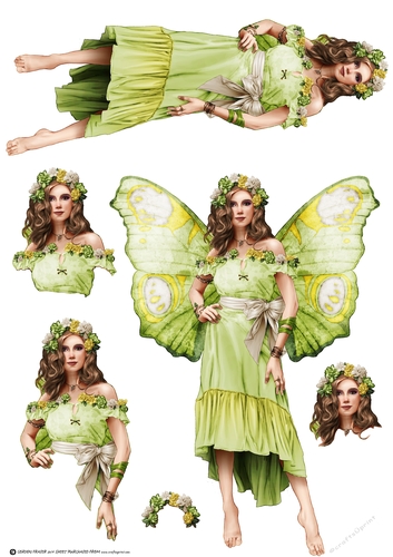 Forest Fairy Trina Green Decoupage Sheet