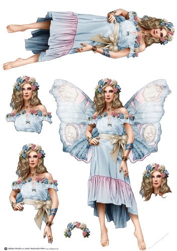 Forest Fairy Trina Light Blue Decoupage Sheet