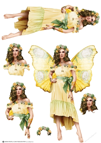 Forest Fairy Trina Yellow Decoupage Sheet