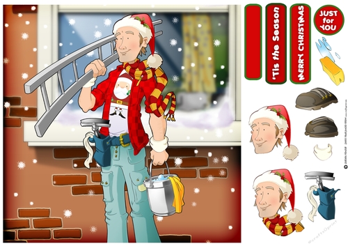 Window Cleaner Dude Christmas 8x8 Quick Card