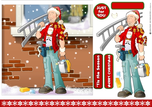 Window Cleaner Dude Christmas 7x7 Quick Card