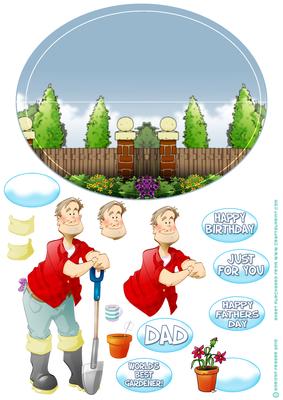 Gardening Dude Wobble Card.