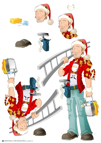 Window Cleaner Dude Christmas Decoupage Sheet
