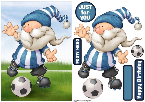 Football Gnome Blue and White Stripes