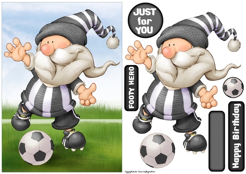 Football Gnome Black and White Stripes