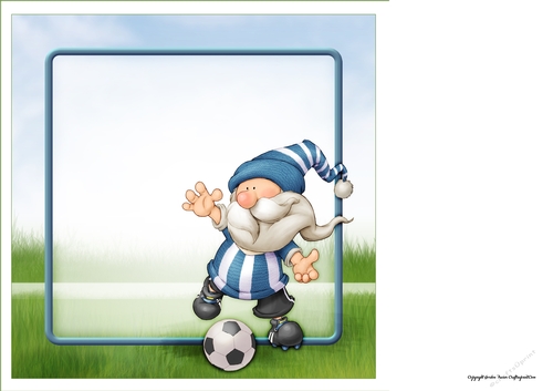Football Gnome Blue and White Stripes 8x8 Quick Card Insert