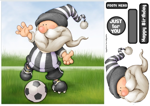 Football Gnome Black and White Stripes 8x8 Quick Card