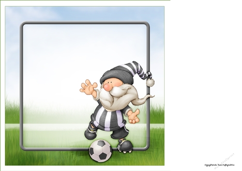Football Gnome Black and White Stripes 8x8 Quick Card Insert