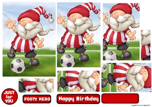 Football Gnome Red and White Stripes Pyramid