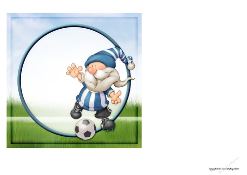 Football Gnome Blue and White Stripes 7x7 Quick Card Insert